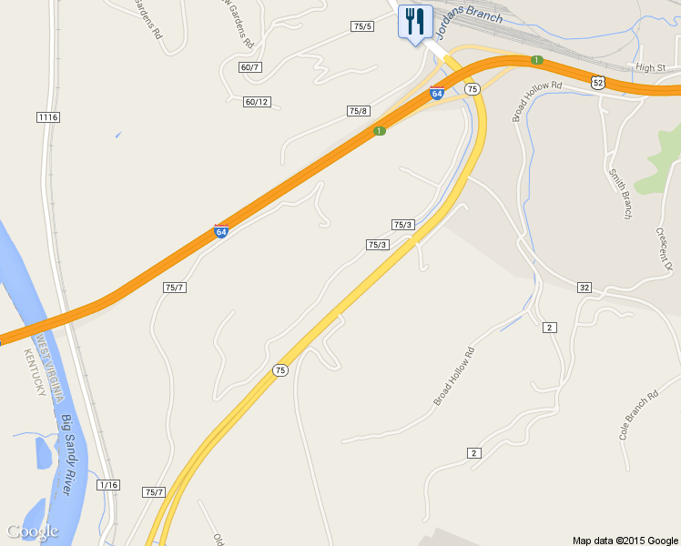 map of restaurants, bars, coffee shops, grocery stores, and more near 1352 Wayne Ave in Kenova