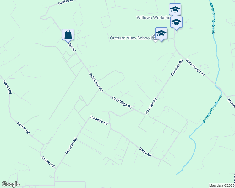 map of restaurants, bars, coffee shops, grocery stores, and more near 1165 Gold Ridge Road in Sebastopol