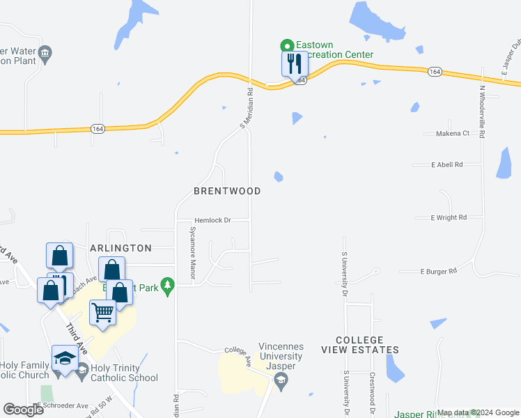 map of restaurants, bars, coffee shops, grocery stores, and more near 362 Maplecrest Blvd in Jasper