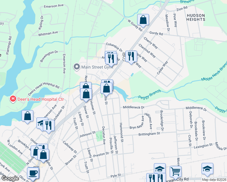 map of restaurants, bars, coffee shops, grocery stores, and more near 816 Hammond St in Salisbury