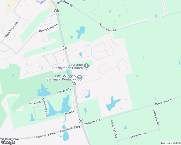 map of restaurants, bars, coffee shops, grocery stores, and more near 2099 Highland Ct in La Grange