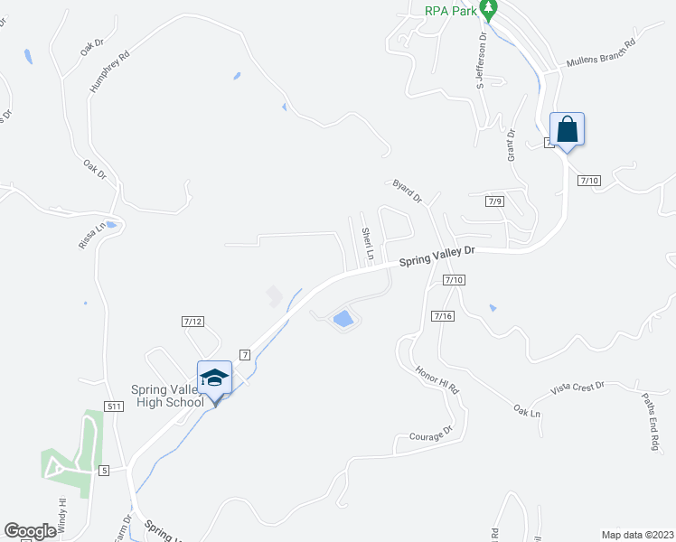map of restaurants, bars, coffee shops, grocery stores, and more near 1604 Spring Valley Drive in Huntington