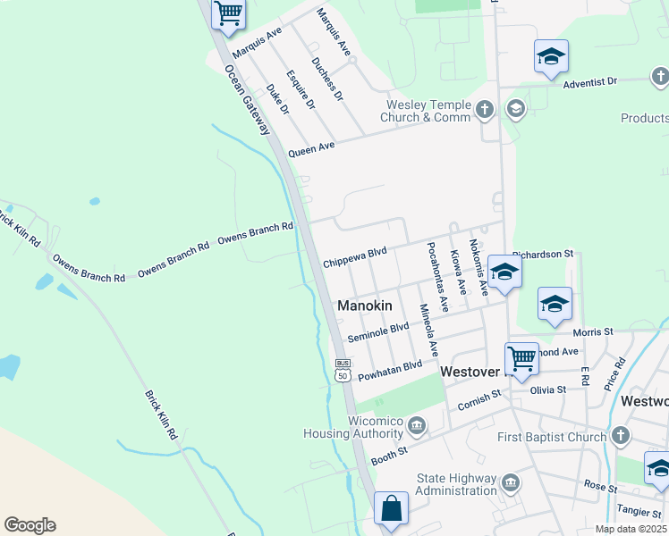 map of restaurants, bars, coffee shops, grocery stores, and more near 28650 Ocean Gateway in Salisbury