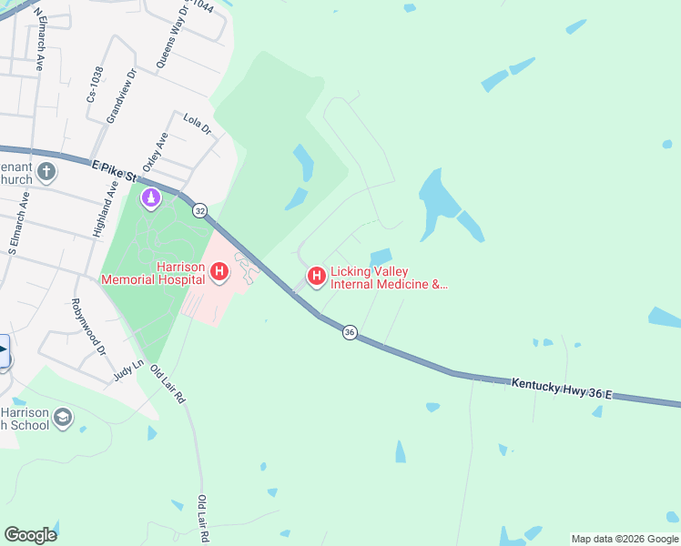 map of restaurants, bars, coffee shops, grocery stores, and more near 129 Rosebay Lane in Cynthiana