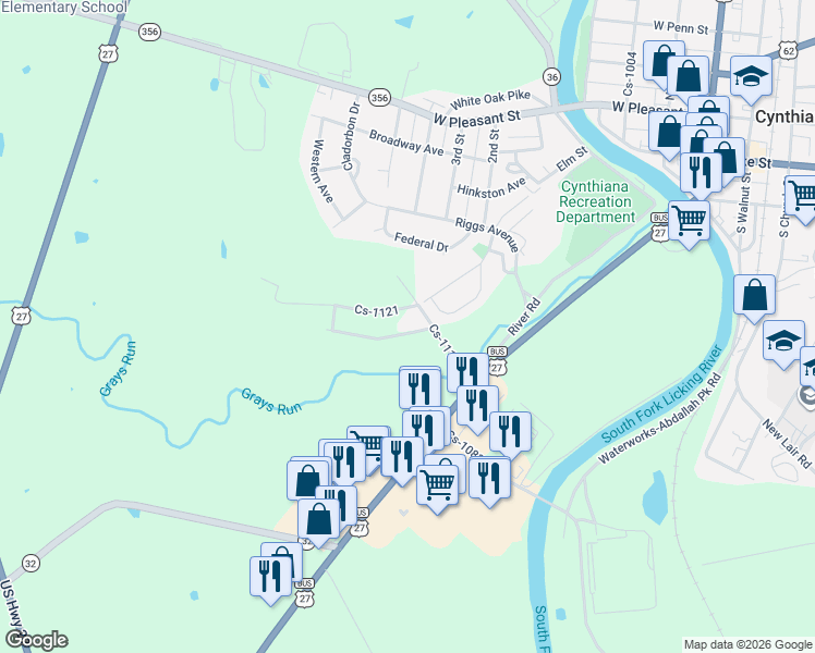 map of restaurants, bars, coffee shops, grocery stores, and more near 103 Cs-1119 in Cynthiana