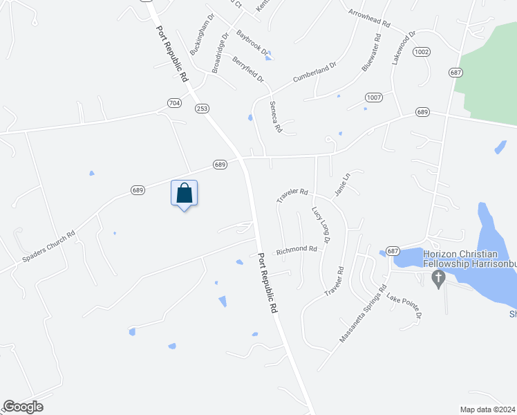 map of restaurants, bars, coffee shops, grocery stores, and more near 3667 Virginia 253 in Harrisonburg