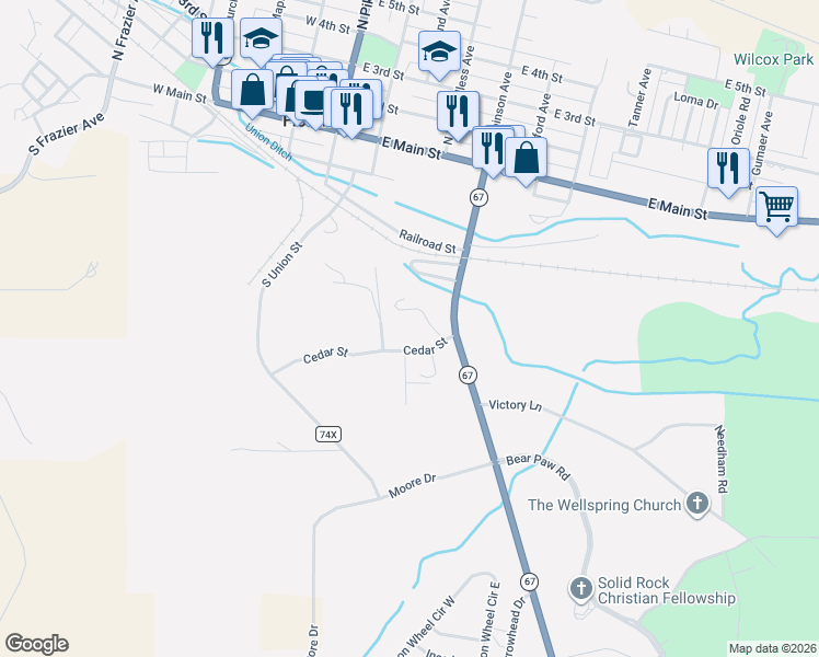 map of restaurants, bars, coffee shops, grocery stores, and more near 262 Cedar Street in Florence