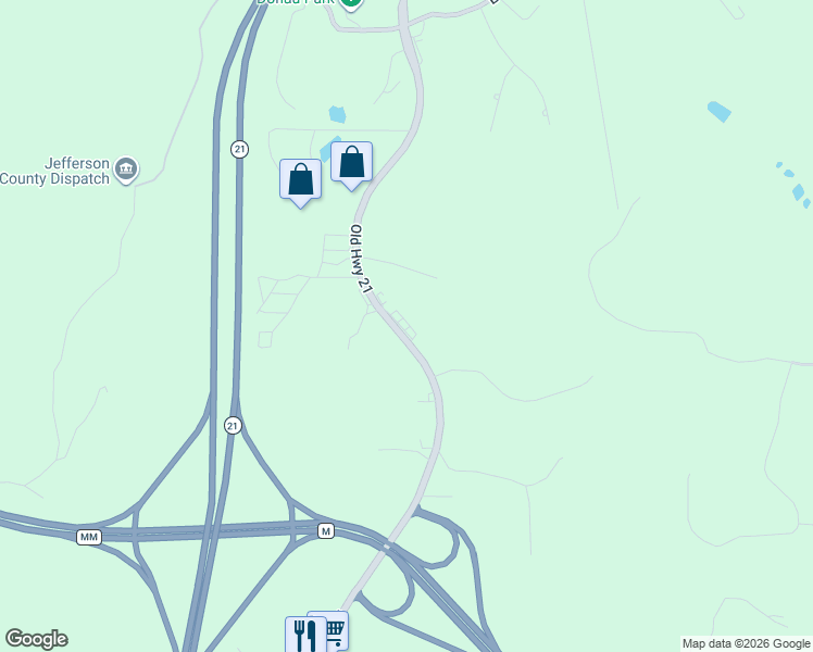 map of restaurants, bars, coffee shops, grocery stores, and more near 5355 Old Missouri 21 in House Springs