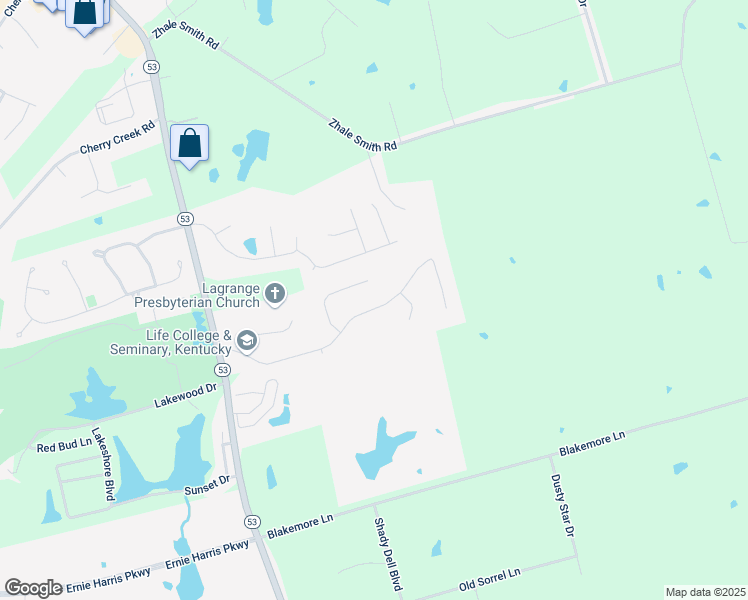 map of restaurants, bars, coffee shops, grocery stores, and more near 2015 Prestwick Drive in La Grange