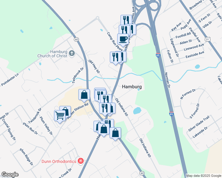 map of restaurants, bars, coffee shops, grocery stores, and more near 8530 Old Highway 60 in Sellersburg