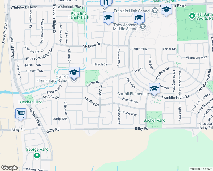 map of restaurants, bars, coffee shops, grocery stores, and more near 5627 Loyalty Way in Elk Grove