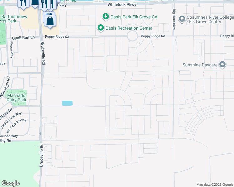 map of restaurants, bars, coffee shops, grocery stores, and more near 7911 Elefa Avenue in Elk Grove