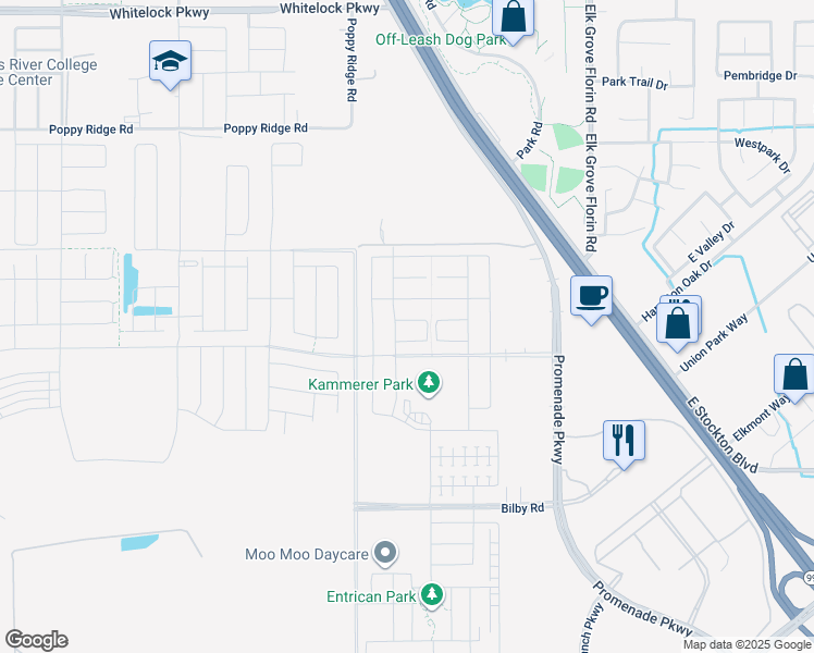 map of restaurants, bars, coffee shops, grocery stores, and more near 8741 Flute Circle in Elk Grove