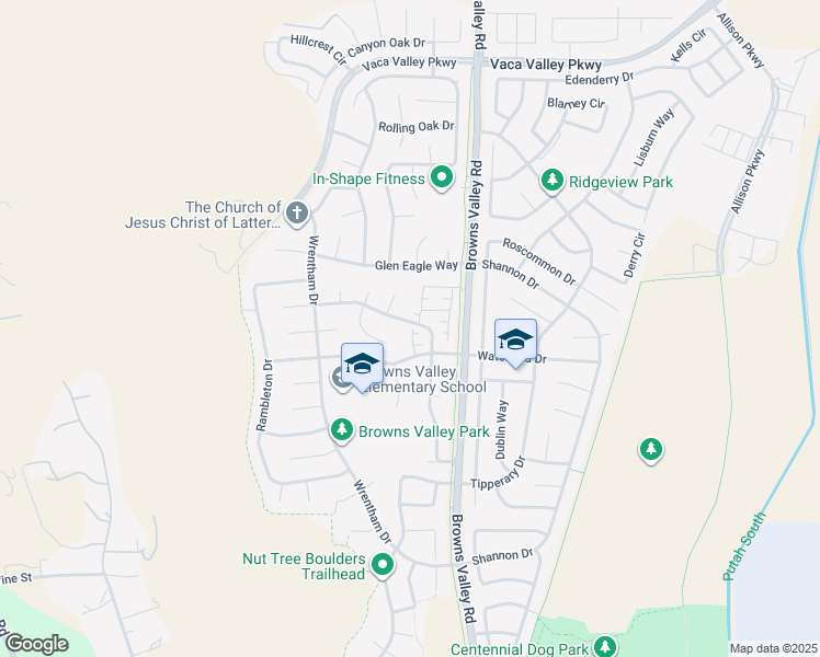 map of restaurants, bars, coffee shops, grocery stores, and more near 424 Endberg Court in Vacaville