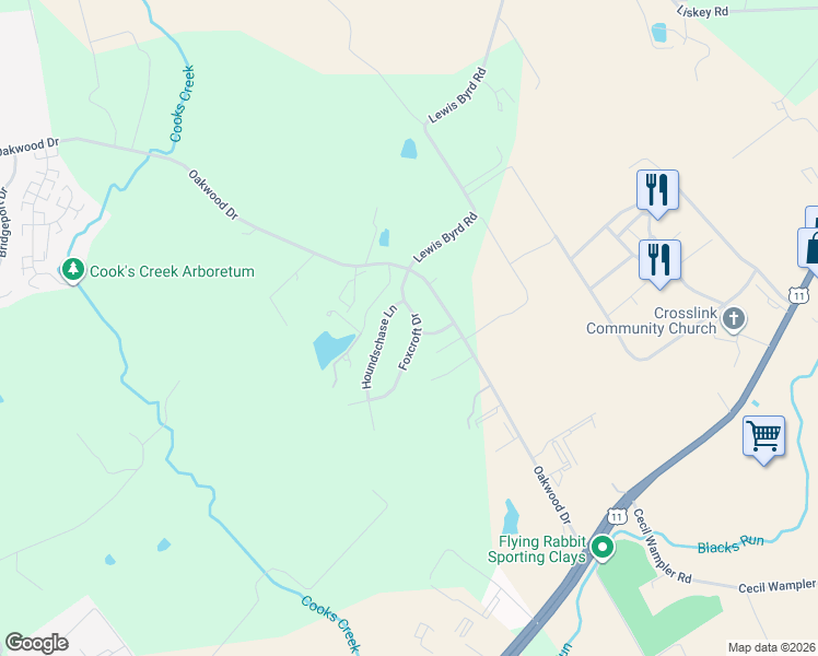 map of restaurants, bars, coffee shops, grocery stores, and more near 5791 Foxcroft Dr in Harrisonburg