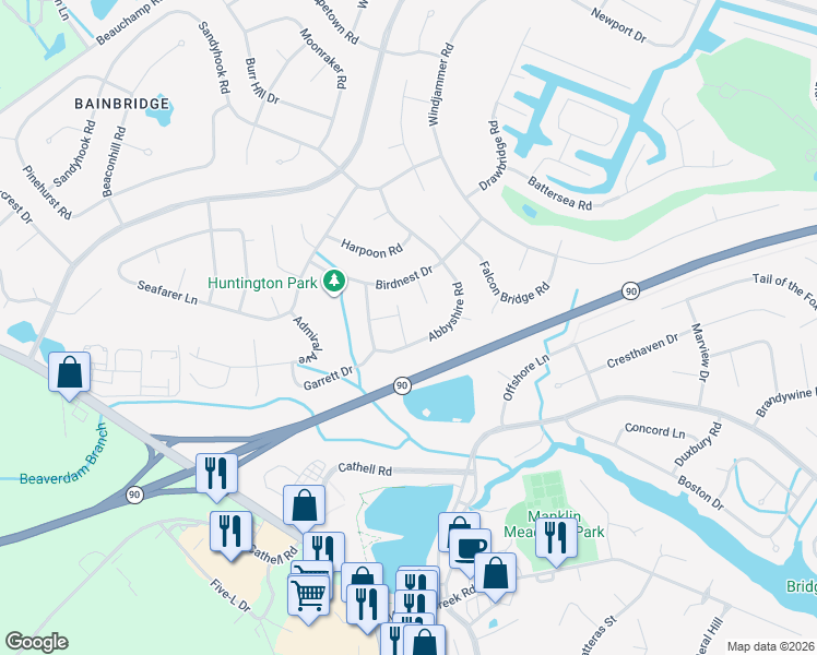 map of restaurants, bars, coffee shops, grocery stores, and more near 6 Starboard Court in Ocean Pines