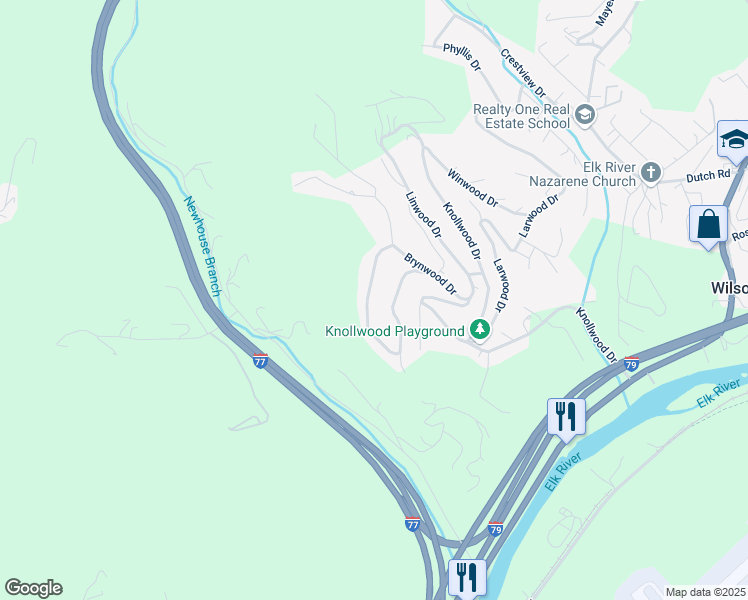 map of restaurants, bars, coffee shops, grocery stores, and more near 414 Skyline Drive in Charleston