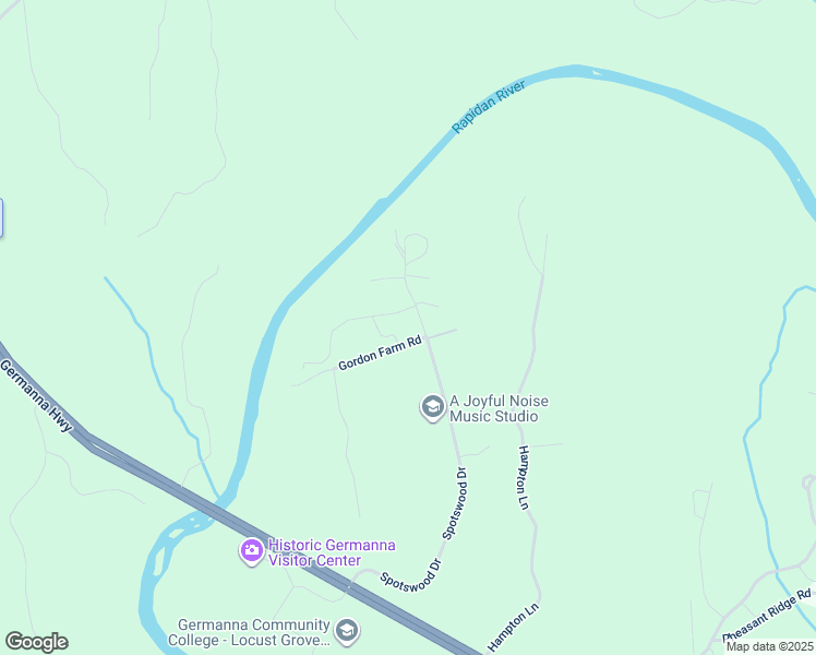 map of restaurants, bars, coffee shops, grocery stores, and more near Spotswood Drive in Locust Grove