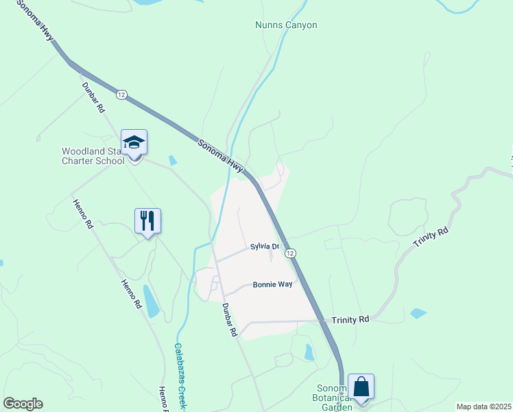 map of restaurants, bars, coffee shops, grocery stores, and more near 12250 Jerri Drive in Glen Ellen
