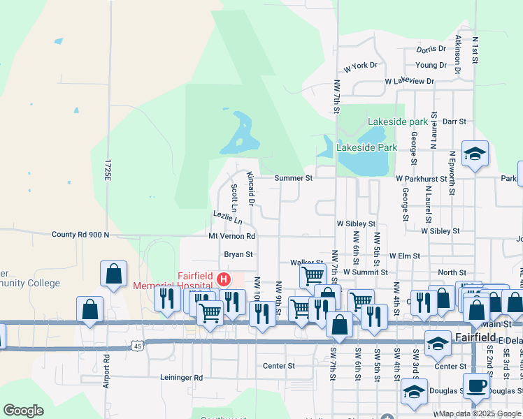 map of restaurants, bars, coffee shops, grocery stores, and more near Dickey Drive in Fairfield