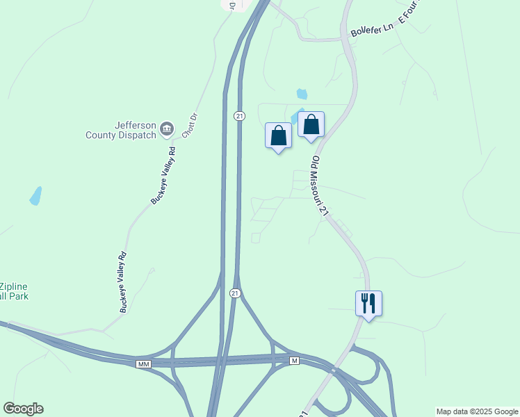 map of restaurants, bars, coffee shops, grocery stores, and more near 451 Golden Crest Drive in House Springs