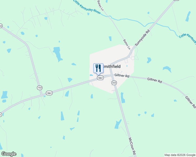 map of restaurants, bars, coffee shops, grocery stores, and more near 800 Mill Street in Smithfield