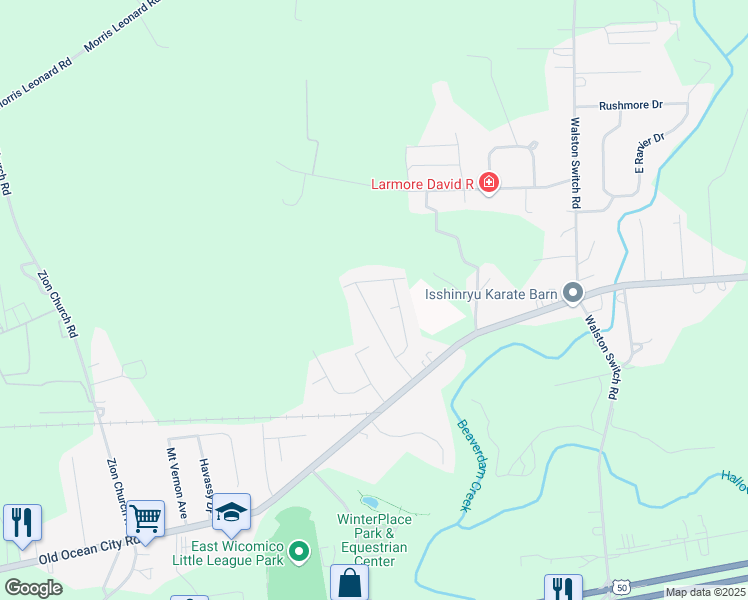map of restaurants, bars, coffee shops, grocery stores, and more near 7034 Brantley Drive in Salisbury