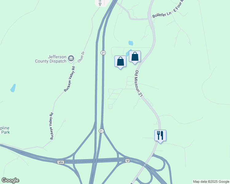 map of restaurants, bars, coffee shops, grocery stores, and more near 262 Golden Crest Drive in House Springs