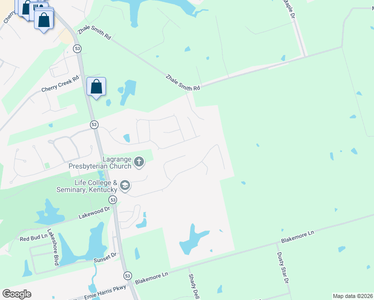 map of restaurants, bars, coffee shops, grocery stores, and more near 2029 Highland Court in La Grange