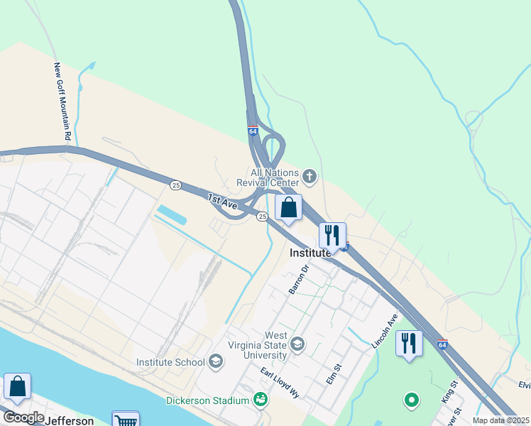 map of restaurants, bars, coffee shops, grocery stores, and more near in Institute