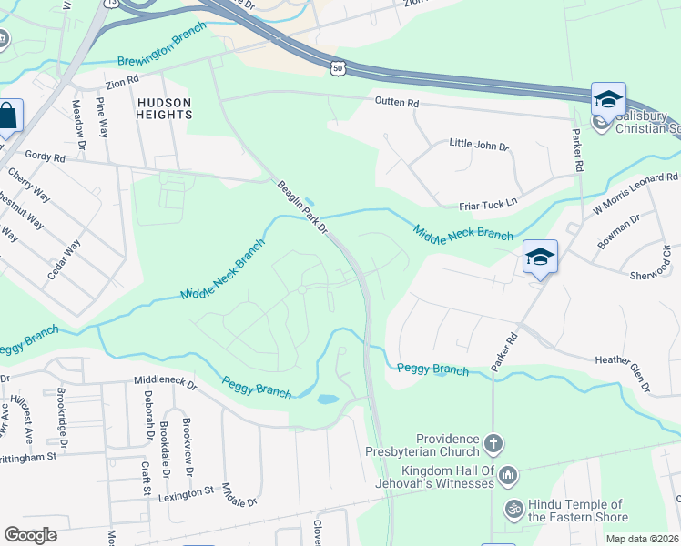 map of restaurants, bars, coffee shops, grocery stores, and more near 1496 Still Meadow Boulevard in Salisbury