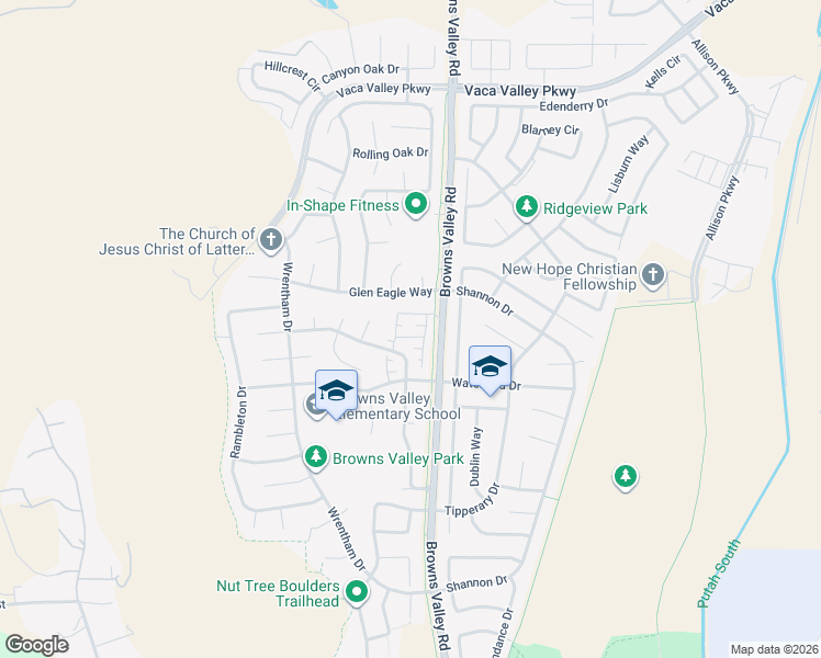 map of restaurants, bars, coffee shops, grocery stores, and more near 237 Chauncy Way in Vacaville