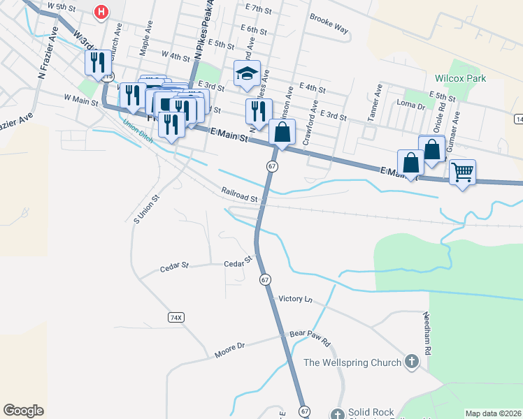 map of restaurants, bars, coffee shops, grocery stores, and more near 400 Diebert Street in Florence