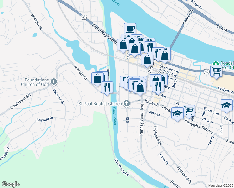 map of restaurants, bars, coffee shops, grocery stores, and more near 2 6th Avenue in Saint Albans