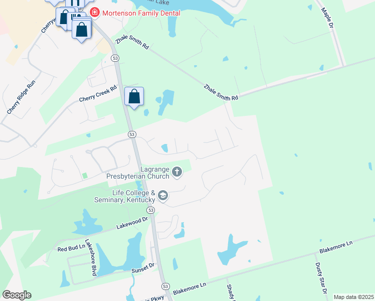 map of restaurants, bars, coffee shops, grocery stores, and more near 1909 Cherry Glen Drive in La Grange