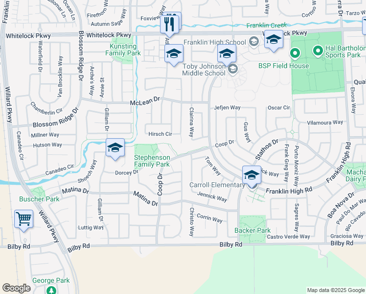 map of restaurants, bars, coffee shops, grocery stores, and more near 10200 Lofton Court in Elk Grove
