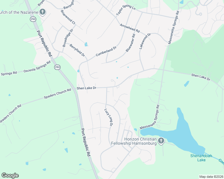 map of restaurants, bars, coffee shops, grocery stores, and more near 3149 Shen Lake Dr in Harrisonburg