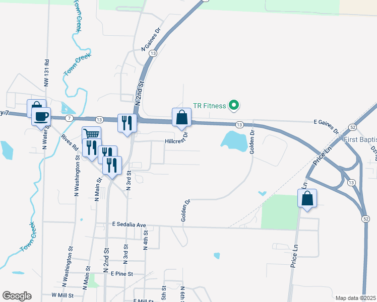 map of restaurants, bars, coffee shops, grocery stores, and more near Chapin Drive in Clinton