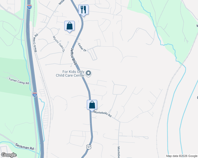map of restaurants, bars, coffee shops, grocery stores, and more near 5429 Redbird Cove in Imperial