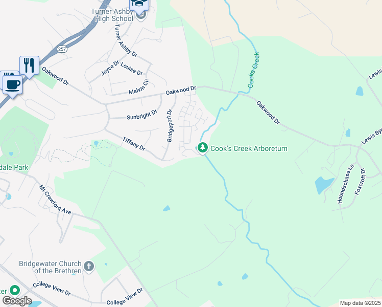 map of restaurants, bars, coffee shops, grocery stores, and more near 209 Weeping Willow Lane in Bridgewater