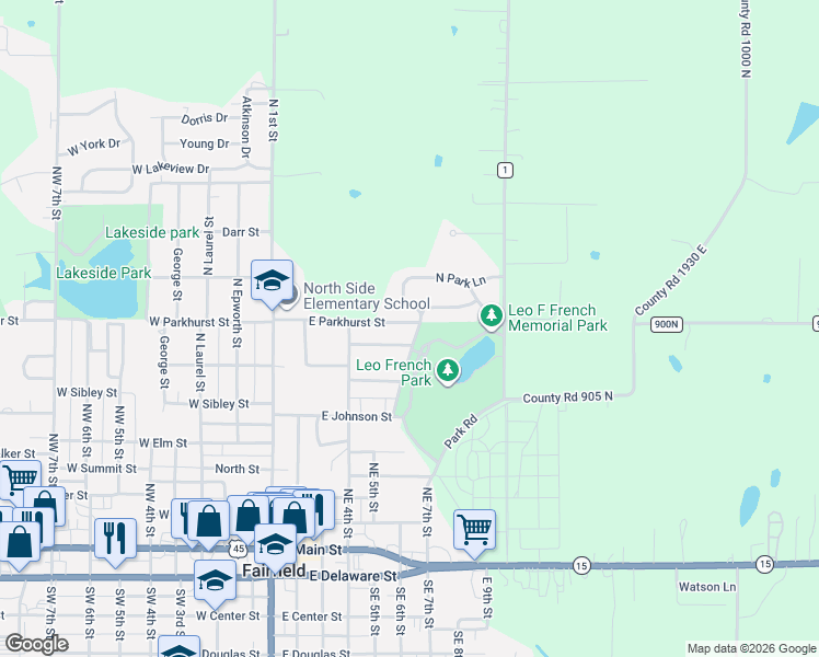map of restaurants, bars, coffee shops, grocery stores, and more near 420 East Parkhurst Street in Fairfield