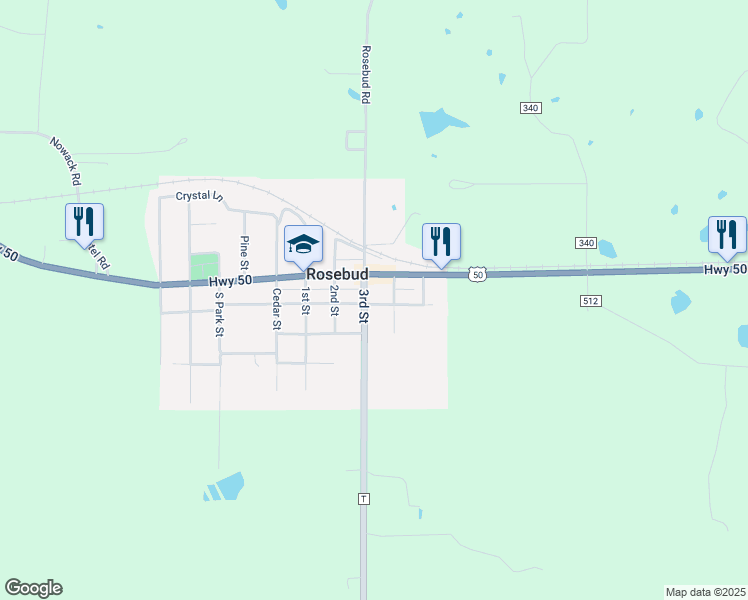 map of restaurants, bars, coffee shops, grocery stores, and more near 205 Rosebud Avenue in Rosebud