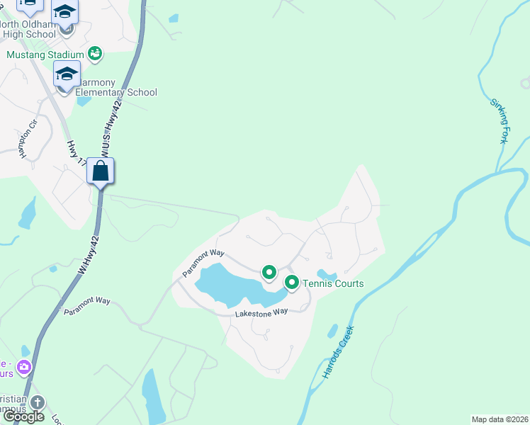 map of restaurants, bars, coffee shops, grocery stores, and more near 2605 Meadowlark Court in Prospect
