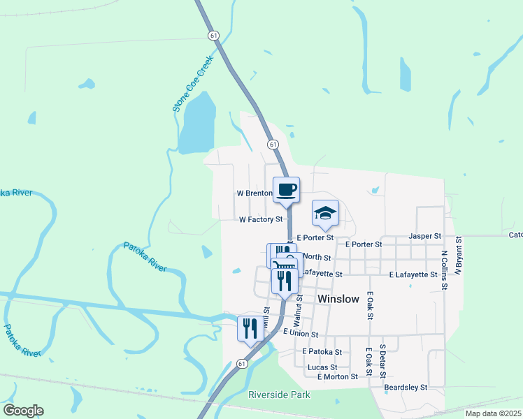 map of restaurants, bars, coffee shops, grocery stores, and more near 901-999 North 1st Street in Winslow