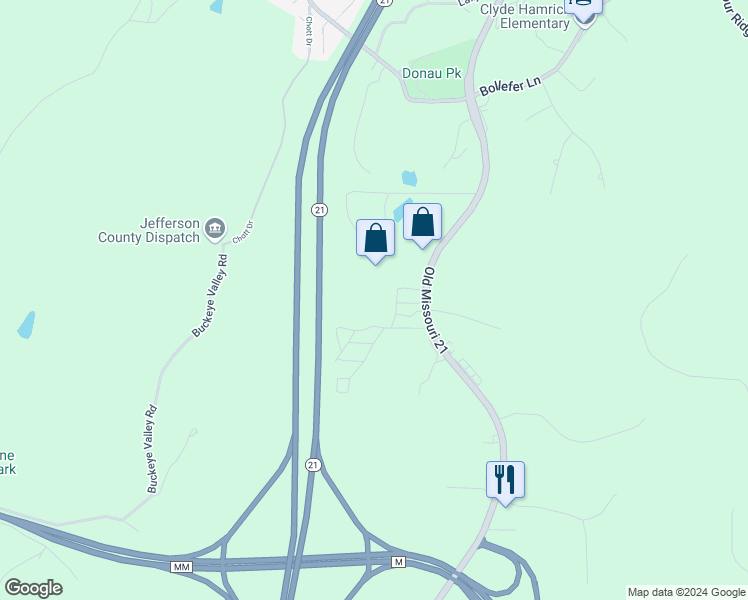 map of restaurants, bars, coffee shops, grocery stores, and more near 129 Golden View in House Springs