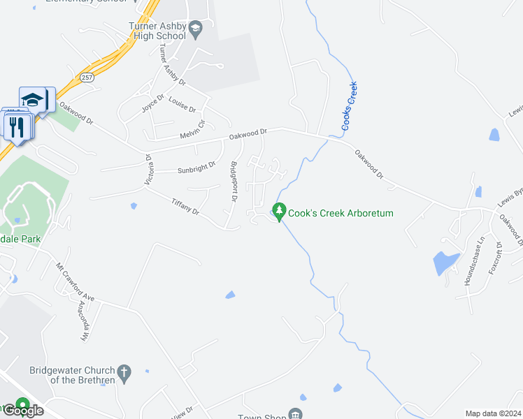 map of restaurants, bars, coffee shops, grocery stores, and more near 209 Weeping Willow Lane in Bridgewater