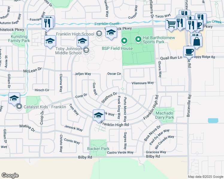 map of restaurants, bars, coffee shops, grocery stores, and more near 10148 Frank Greg Way in Elk Grove