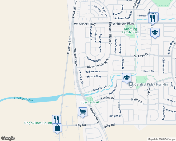 map of restaurants, bars, coffee shops, grocery stores, and more near 4721 Millner Way in Elk Grove