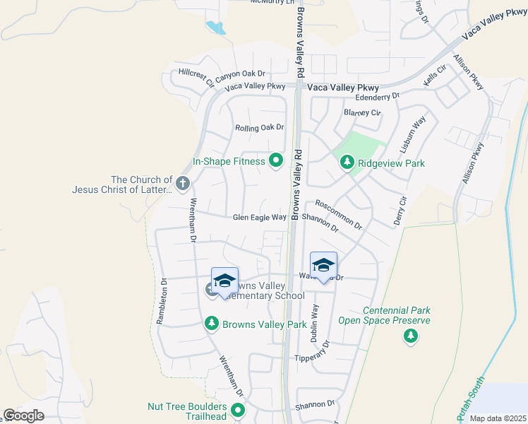 map of restaurants, bars, coffee shops, grocery stores, and more near 137 Glen Eagle Way in Vacaville