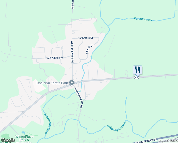 map of restaurants, bars, coffee shops, grocery stores, and more near 32016 Old Ocean City Road in Parsonsburg